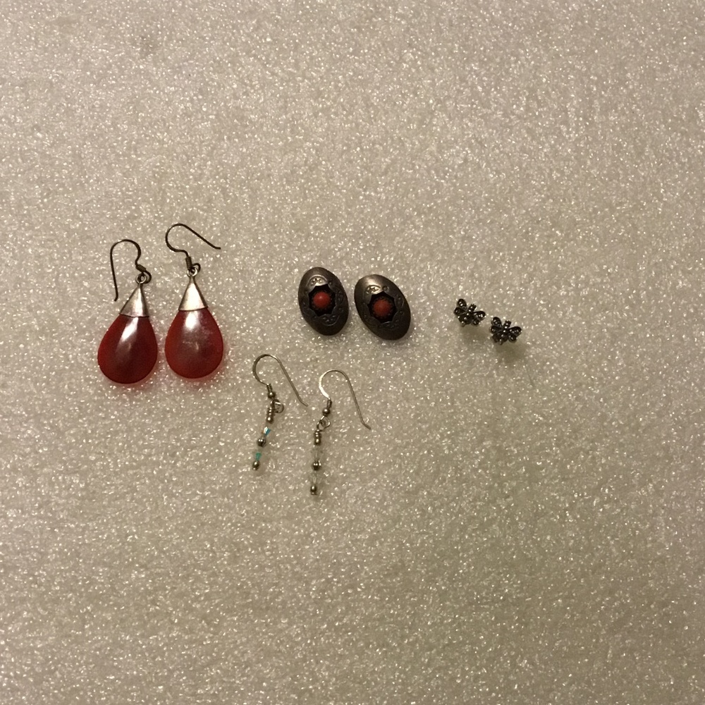 Bundle Of 4 Pairs Of Sterling Silver Earrings - image 1